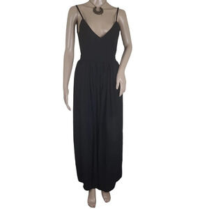 Miss Avenue Lined Black Sleeveless Open Back Elastic Waist Maxi Dress